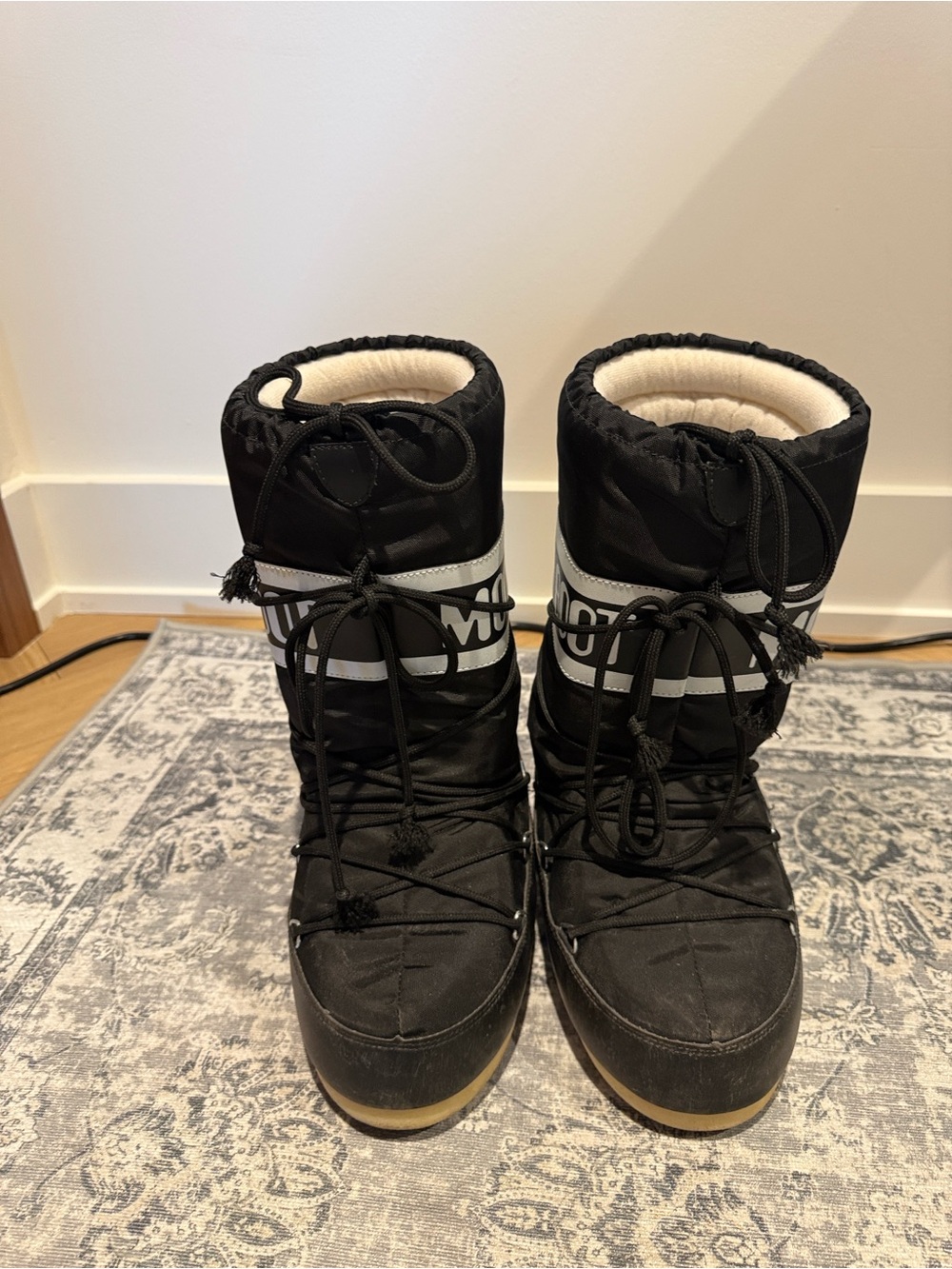 Black Snow Boots with White Banding